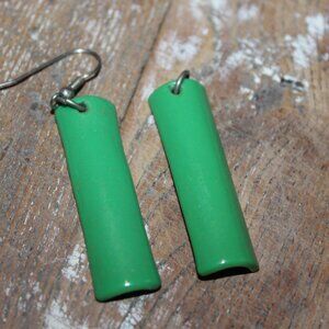 Vntage 1980s Green Slag or Slump Glass Earrings